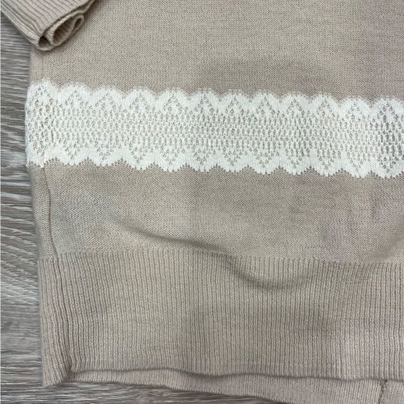 The limited Cream Knit Cardigan with Lace print L - Picture 4 of 8